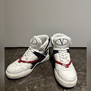 🌟Limited Time Offer🌟 Valentino Men's White Sneakers with Red and Blue Accents